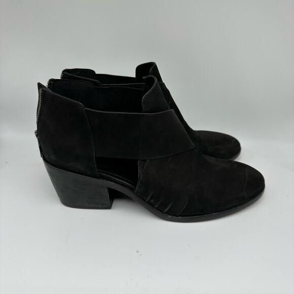 Eileen Fisher Vero Cuoio Alas Black Suede Cut Out Ankle Booties Womens Size 8.5 - Picture 3 of 14